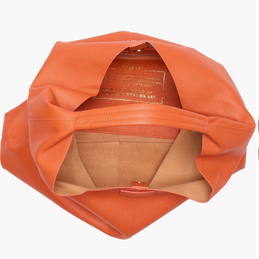 NWT Kurt Geiger All Leather The Violet Slouch Hobo Bag In Orange - Picture 6 of 11